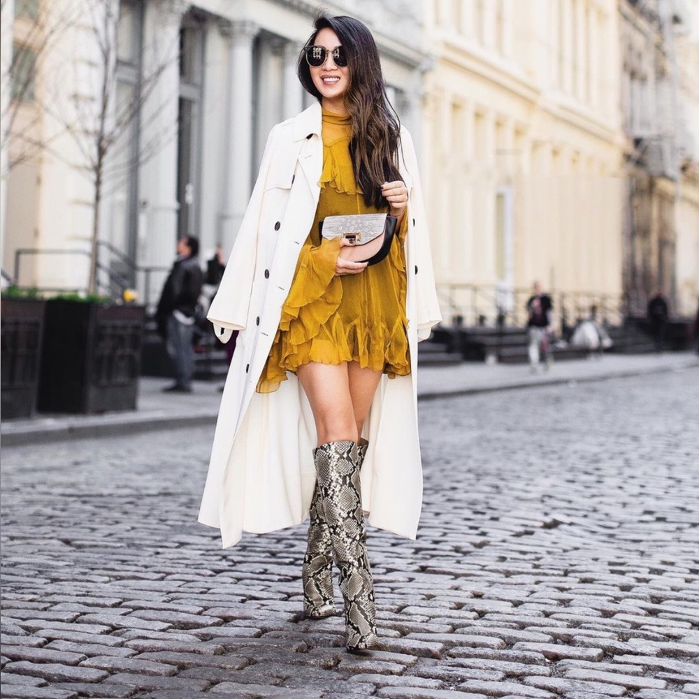 ZARA Snake Print KNEE HIGH BOOTS (Size US 8) - Picture 3 of 6